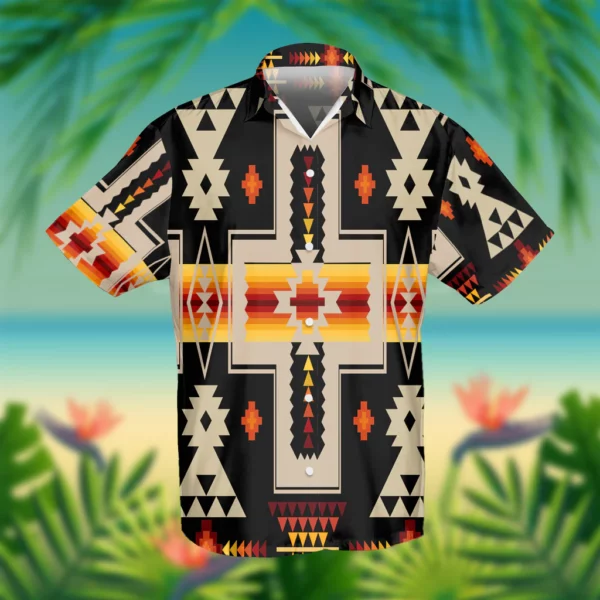 Black Tribe Design Native American Hawaiian Shirt 3D