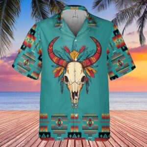 Bison Skull Native American Hawaiian Shirt 3D